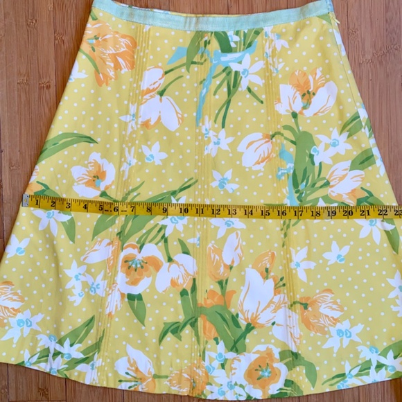 Elevenses Anthropologie Flared Sz 4 Yellow Multicolor Floral Mini Pleated Skirt - Picture 10 of 12